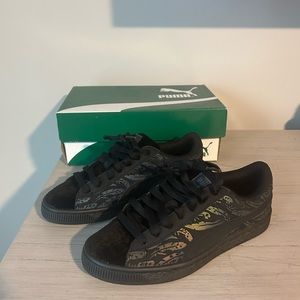 *NEW* PUMA Women’s Size 5.5 Black Reflective Basket Swan Shoes